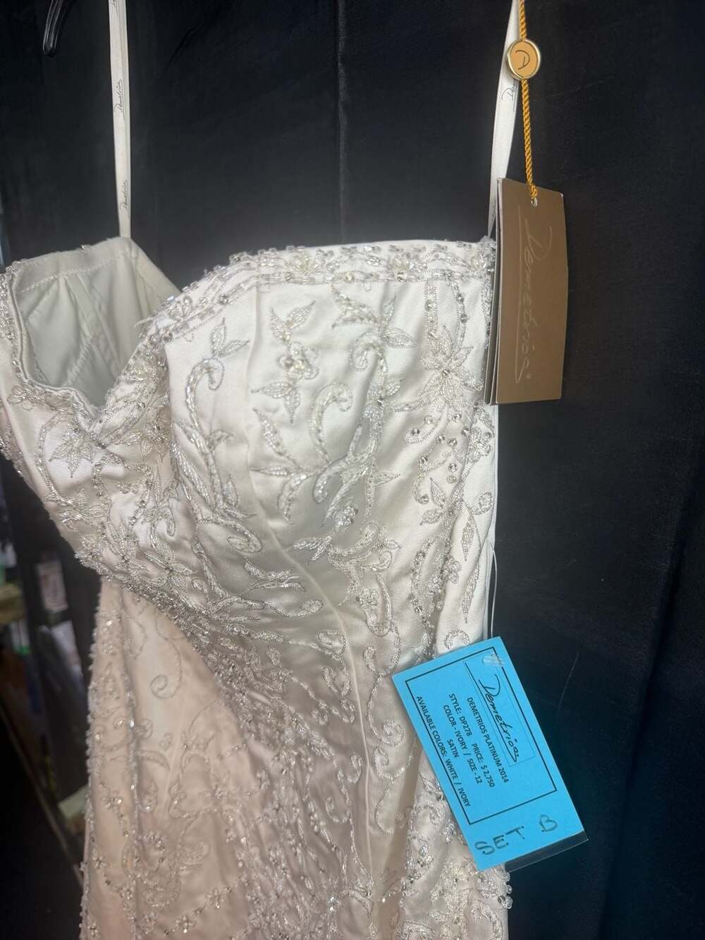 Demetrios Platinum 2014 Style DP278 Ivory Satin Wedding Dress Size 12 - Picture 3 of 4
